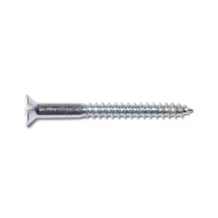 Wood Screw, #6, 1-1/2 In, Zinc Plated Steel Flat Head Slotted Drive, 50 PK